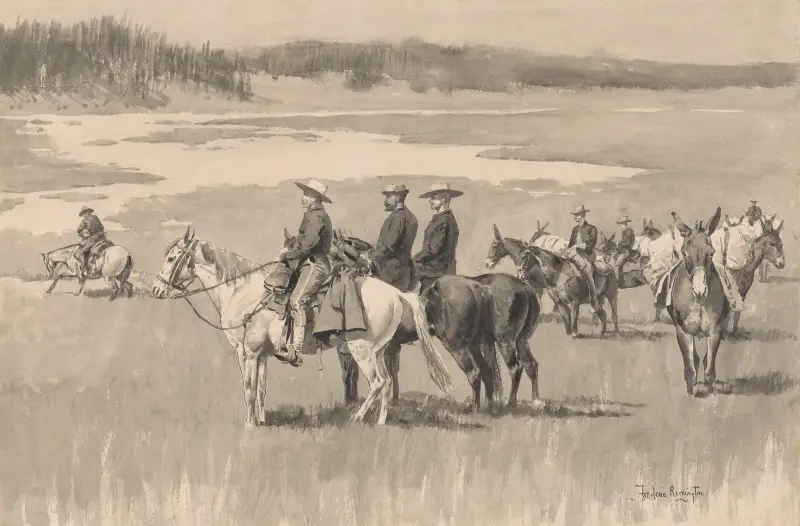 On the Head-Waters–Burgess Finding a Ford av Frederic Remington