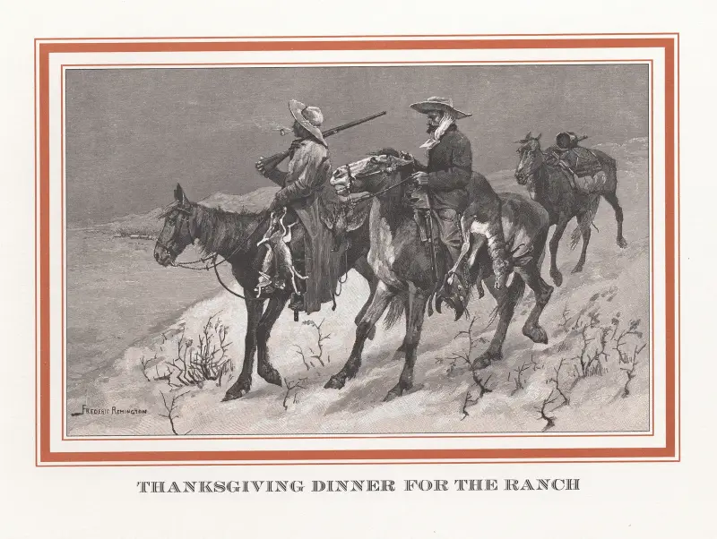 Thanksgiving dinner for the ranch av Frederic Remington