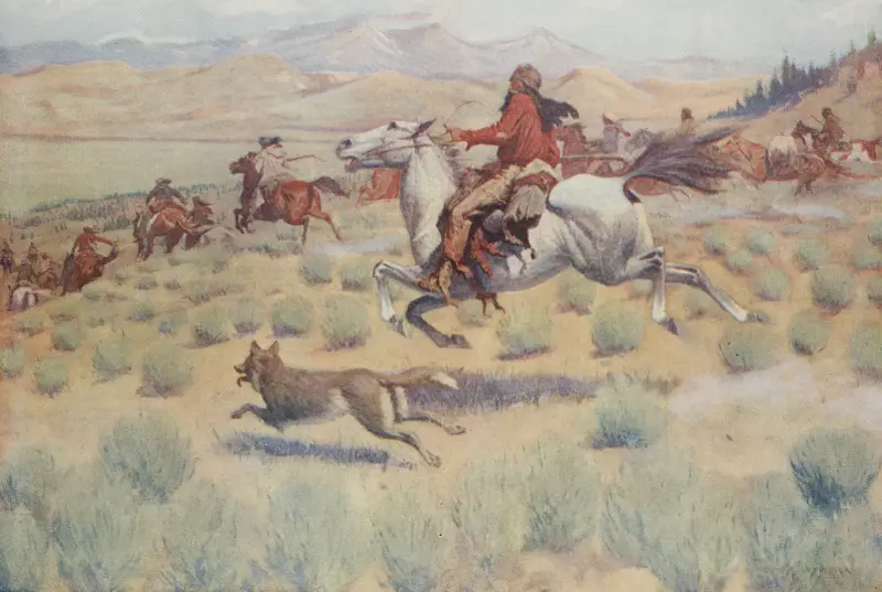 The gathering of the trappers av Frederic Remington