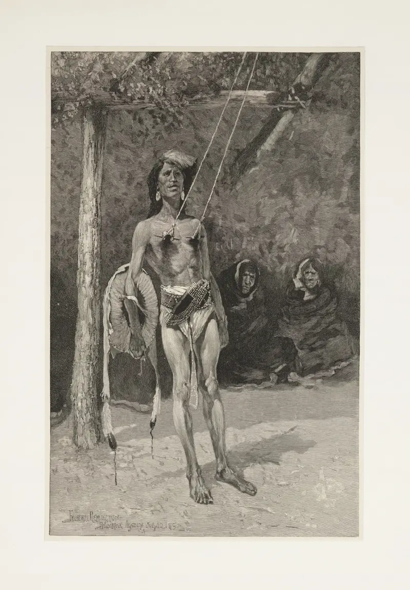 Die Prüfung im Sonnentanz der Blackfeet-Indianer von Frederic Remington