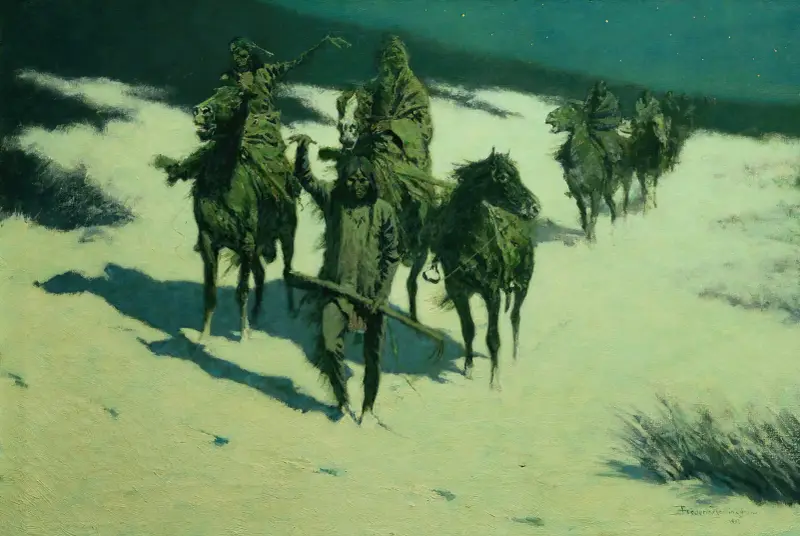 Spåret av den skodda hästen av Frederic Remington
