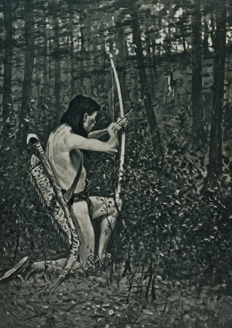 Then upon one knee, uprising, Hiawatha aimed an arrow av Frederic Remington