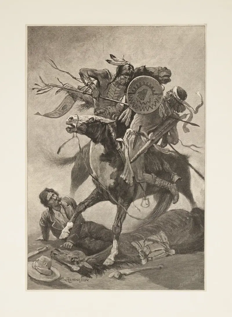 Thrust his lance through his body and rode him down av Frederic Remington