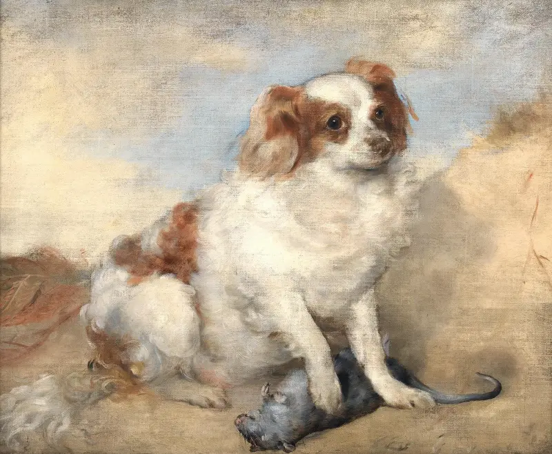 En spaniel med en råtta av George Frederic Watts