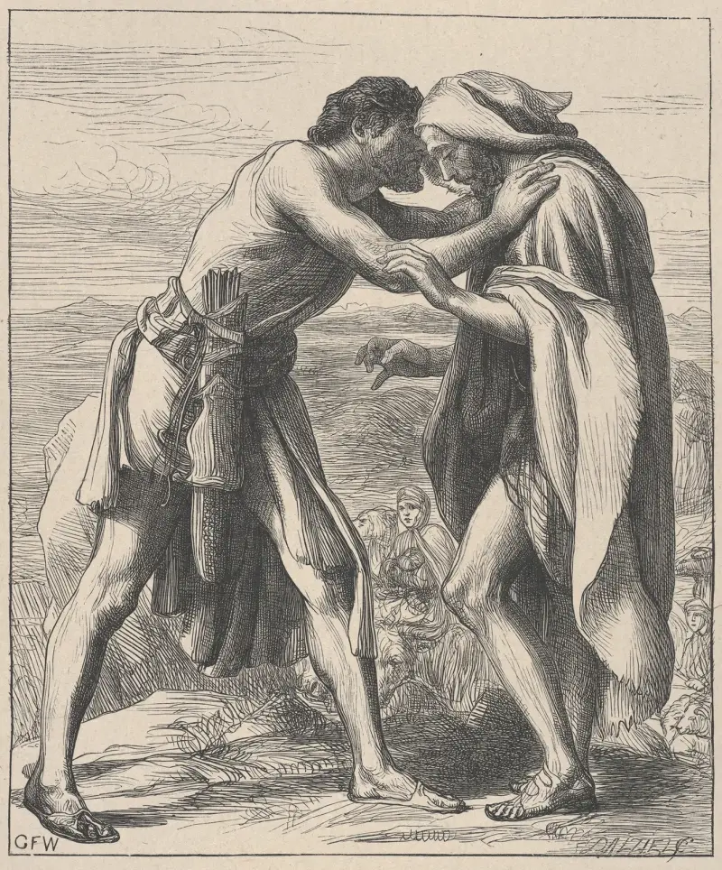 Esau se setkává s Jákobem, George Frederic Watts