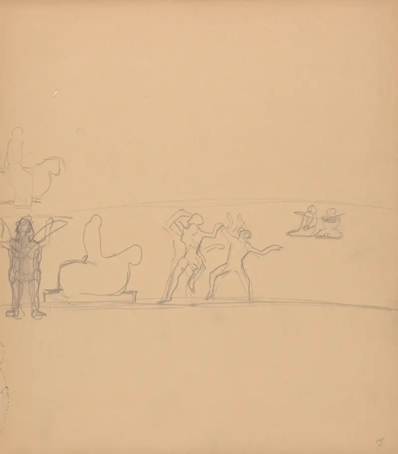 Cave of the Golden Calf; Figure Studies, Dancers, Worshippers and Calf av Spencer Frederick Gore