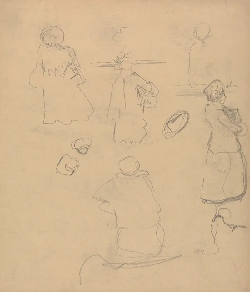 Cave of the Golden Calf; Studies of a Woman in a Coat and Hat av Spencer Frederick Gore