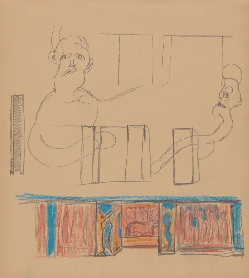 Cave of the Golden Calf; Study for Mural av Spencer Frederick Gore