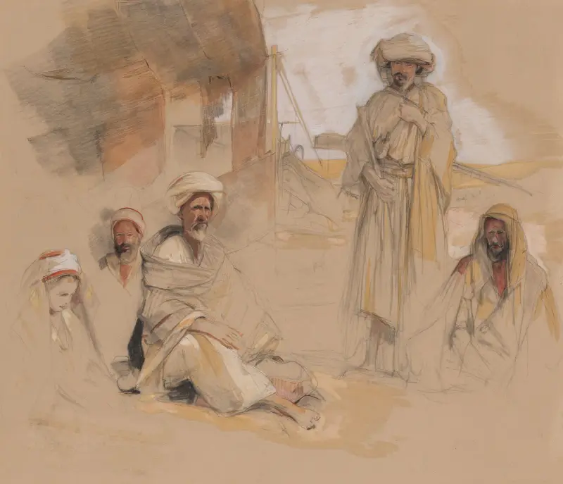 Ett beduinläger vid Gebel Tor i Sinaiöknen av John Frederick Lewis
