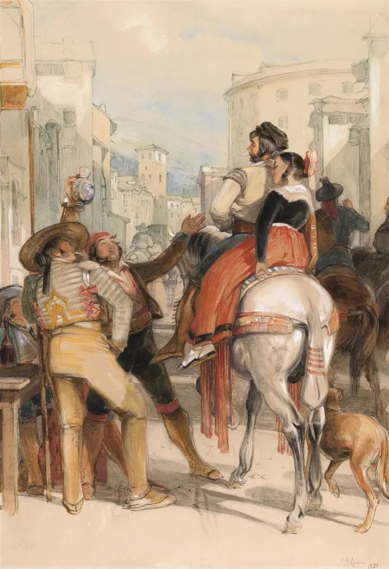 En gatscen i Granada på tjurfäktningsdagen av John Frederick Lewis