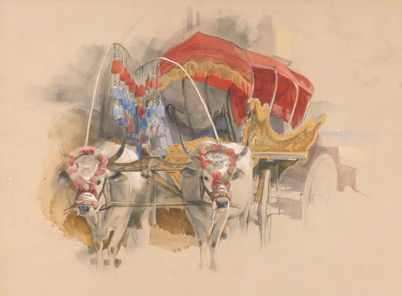 A Turkish Araba Drawn by Two White Oxen, Constantinople av John Frederick Lewis