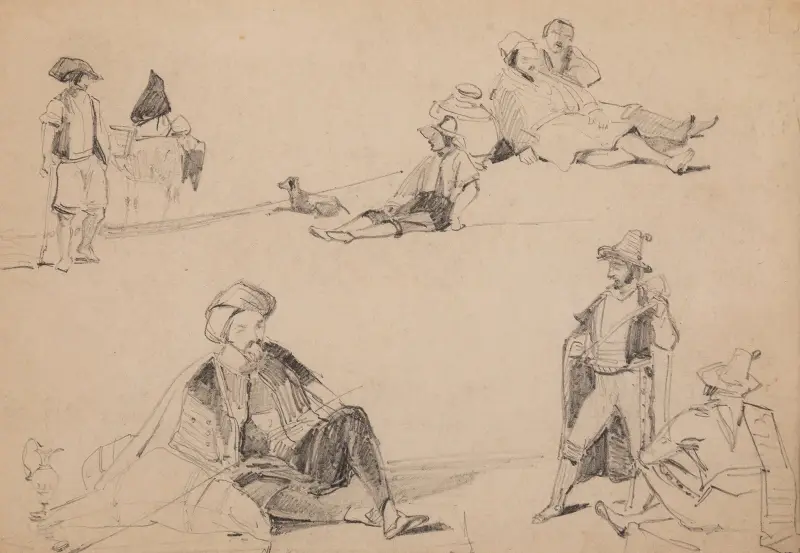 Figurstudier i dräkt av John Frederick Lewis