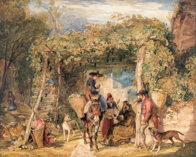 Figurer och djur i en vingård av John Frederick Lewis