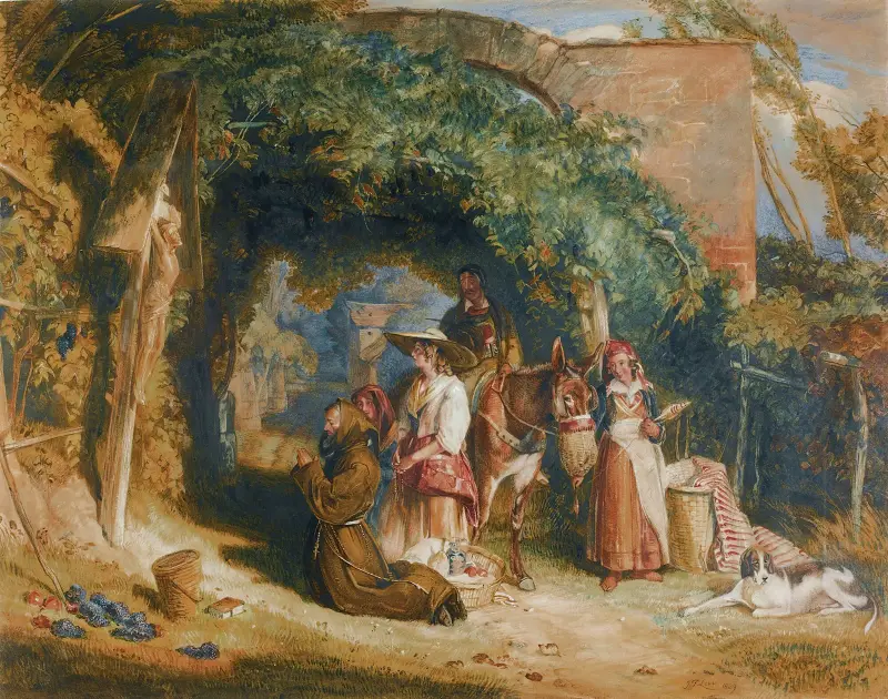 Peasants Of The Italian Tyrol At Their Devotions av John Frederick Lewis