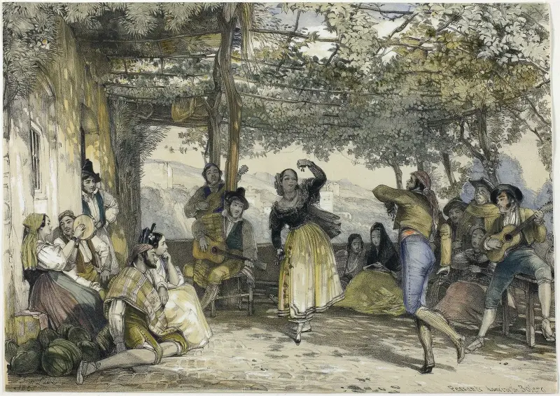 Spanska bönder som dansar bolero av John Frederick Lewis