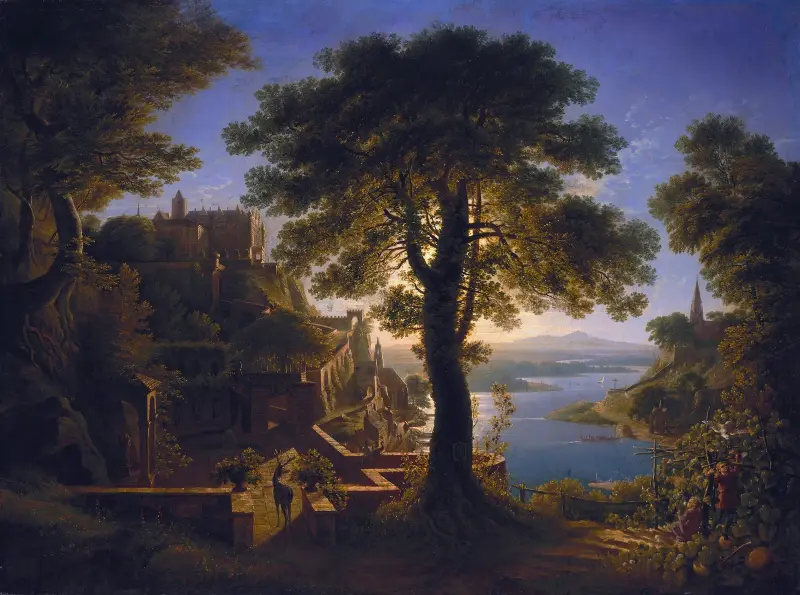 Castle by the River av Karl Friedrich Schinkel