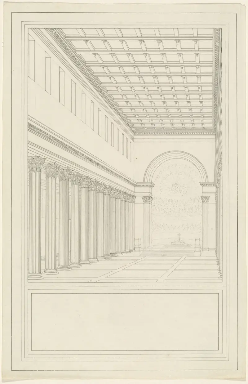 Långhuset och absiden utan tvärskepp i en katedral för Berlin av Karl Friedrich Schinkel