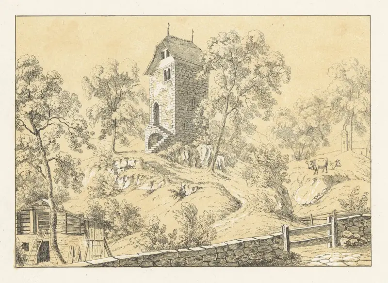 Aha. Od. Untere Burg von Sarnen von Johann Friedrich Wagner