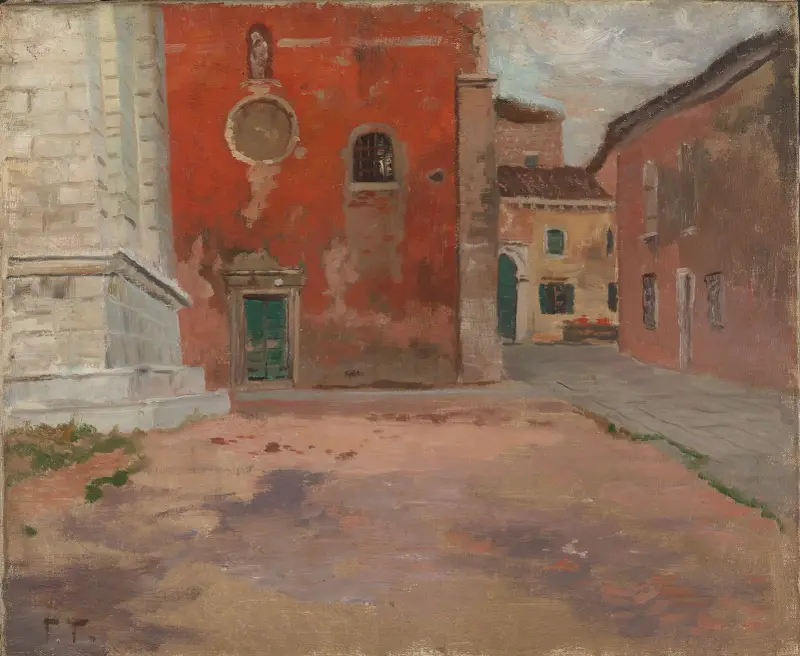 Rote Kirchenmauer in Venedig von Frits Thaulow