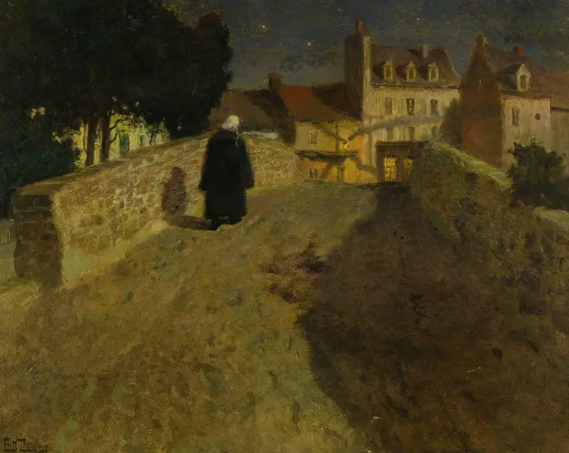 Towards The Pont Lovignon (Pont Fleuri) In Quimperlé av Frits Thaulow