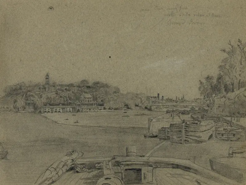 Fairmount Waterworks vid Schuylkill River, Philadelphia, Pa. av James Fuller Queen
