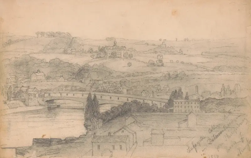 Lafayette College, Easton and Delaware Bridge from Philipsburg av James Fuller Queen