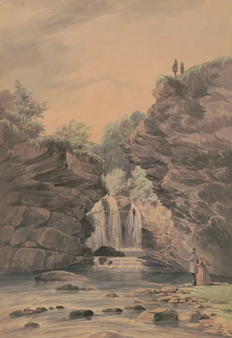 Marshall Falls nära Delaware Water Gap av James Fuller Queen