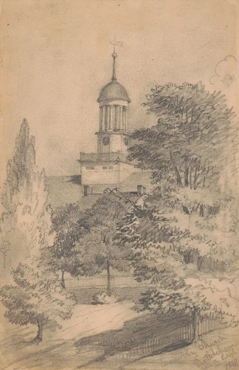 Moraviska kyrkan, Bethlehem, från Lehigh av James Fuller Queen