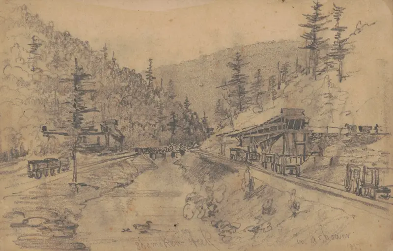 Shamokin Creek i regnskur av James Fuller Queen