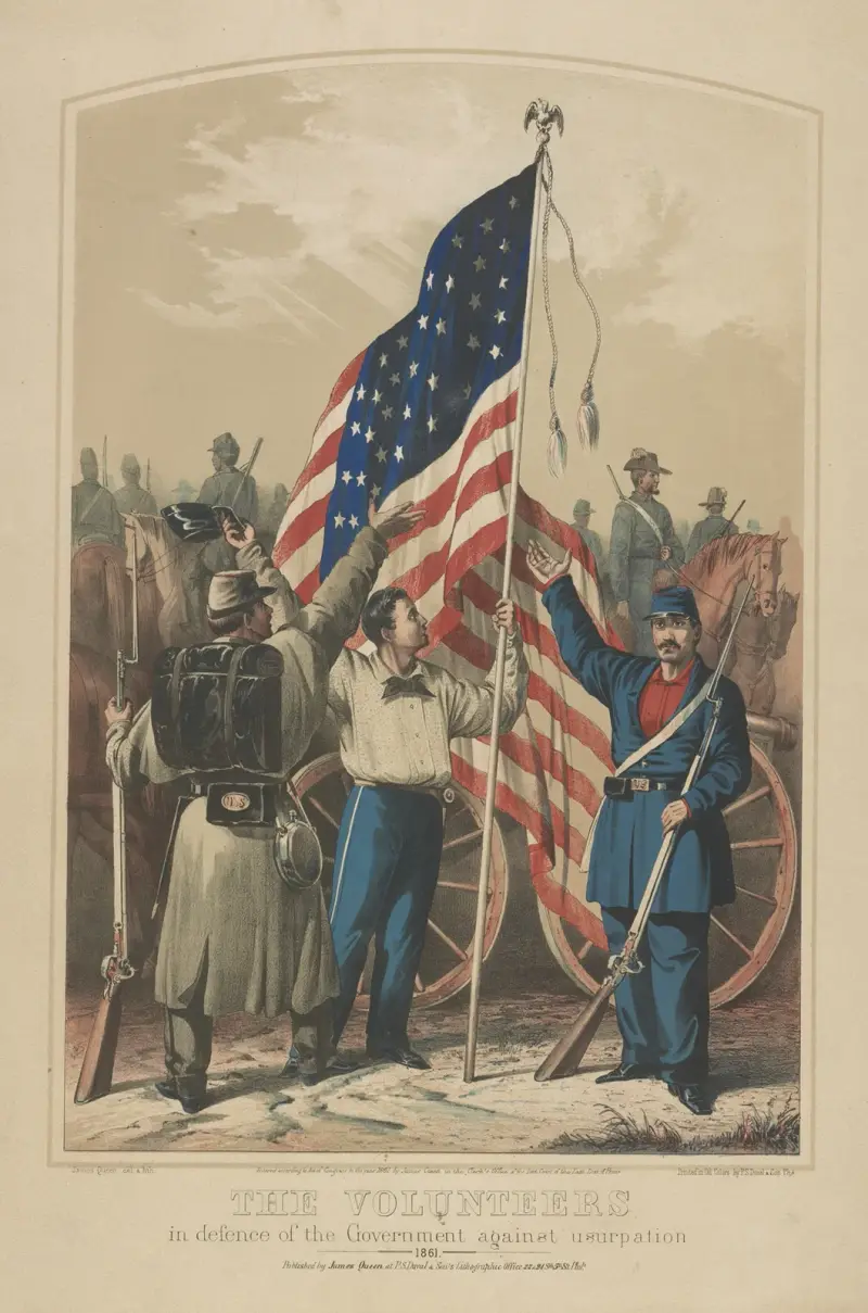 Frivilliga i försvar av regeringen mot maktmissbruk, 1861 av James Fuller Queen