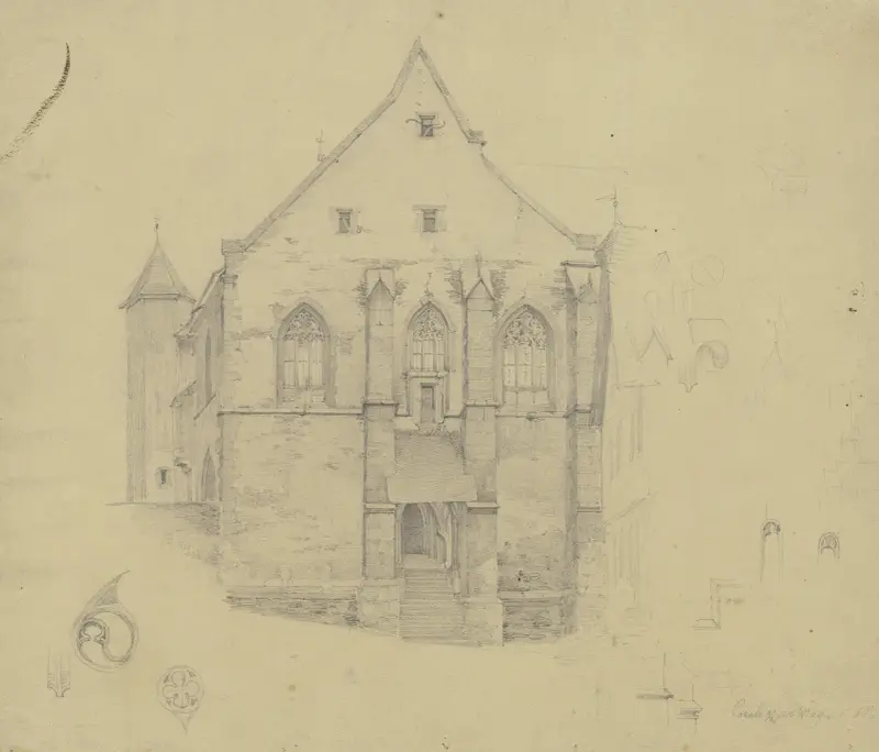 Fasaden till St. Martin i Lorch am Rhein av Jakob Fürchtegott Dielmann