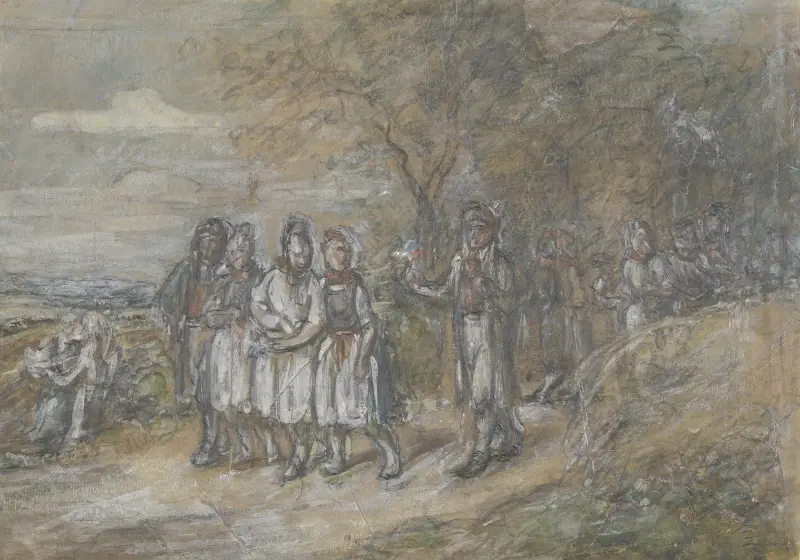 Hessian farm youths av Jakob Fürchtegott Dielmann