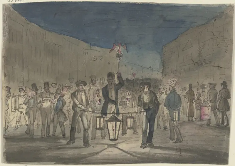 Der Laternenkrawall von Jakob Fürchtegott Dielmann