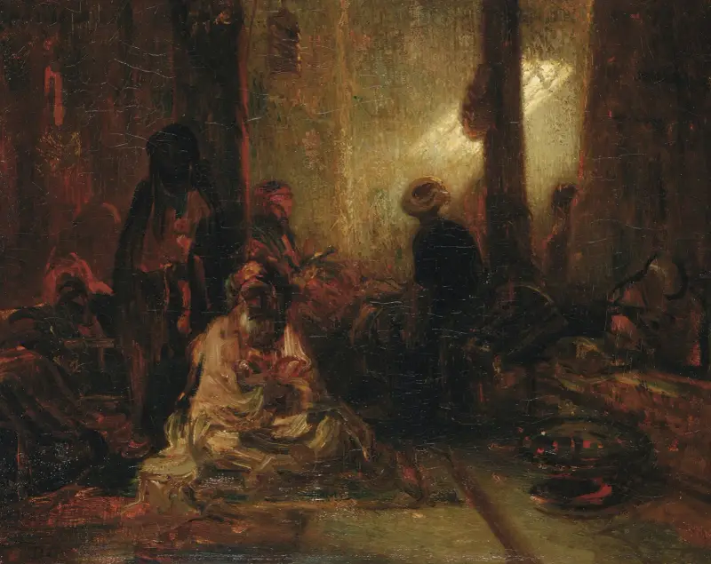 Interior of a Turkish Cafe av Alexandre-Gabriel Decamps