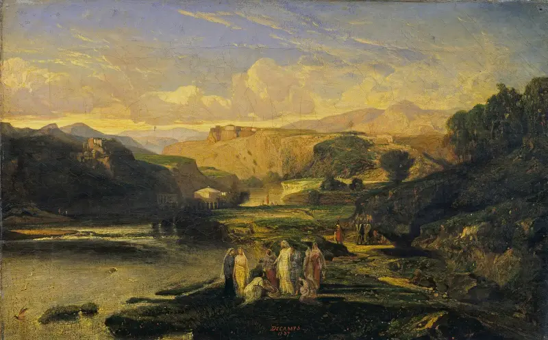 Moses hittas av Alexandre-Gabriel Decamps