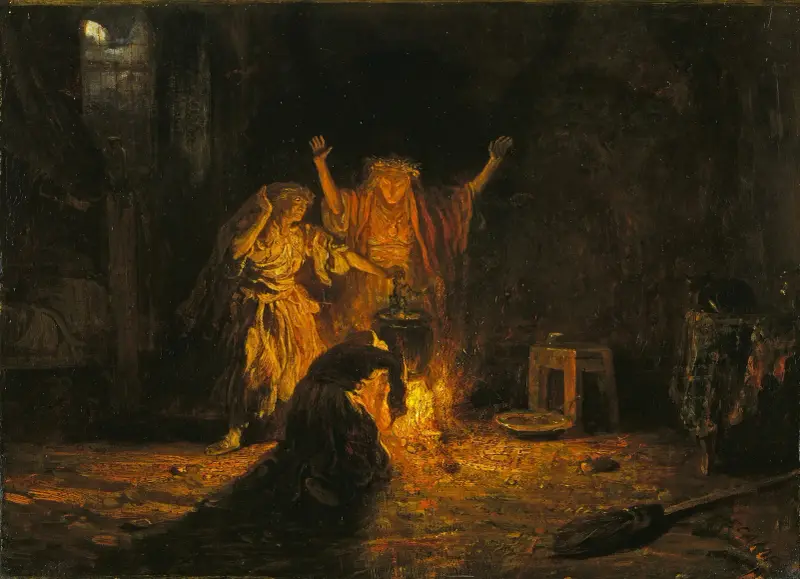 Häxorna i Macbeth av Alexandre-Gabriel Decamps