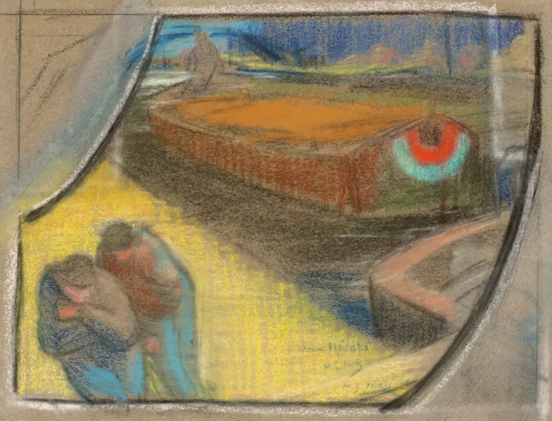 Män som bogserar en pråm (studie för Boubourouche) av Henri-Gabriel Ibels