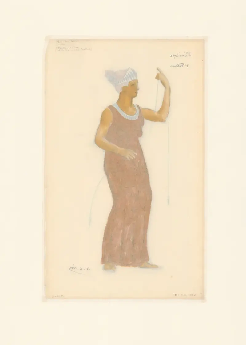 Penelope – kostymskiss – Alcandre, tredje spinnerskan (Cécile Rex eller Alice Gauthier) av Henri-Gabriel Ibels