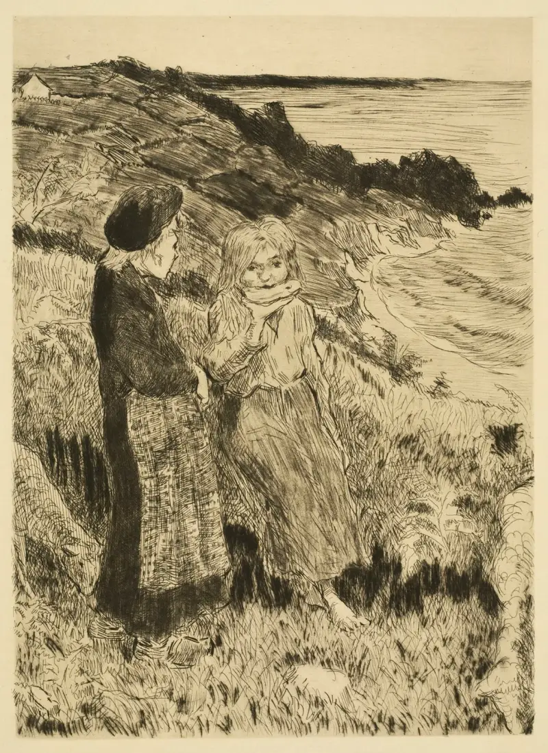 Två flickor på en klippa i Bretagne av Henri-Gabriel Ibels
