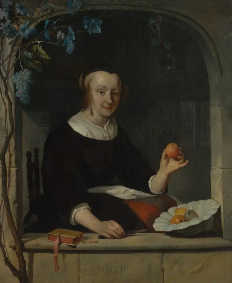 A Woman Seated at a Window av Gabriel Metsu