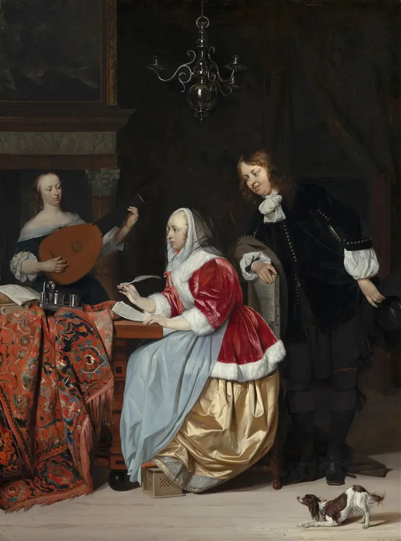 A Young Woman Composing a Piece of Music av Gabriel Metsu