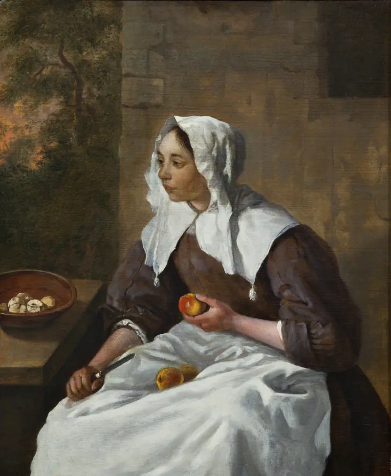 Mädchen beim Äpfelschälen von Gabriel Metsu