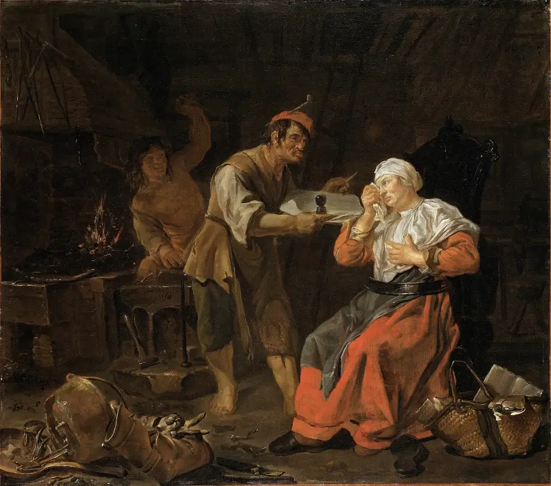 Old Woman in a Gossip-chair av Gabriel Metsu