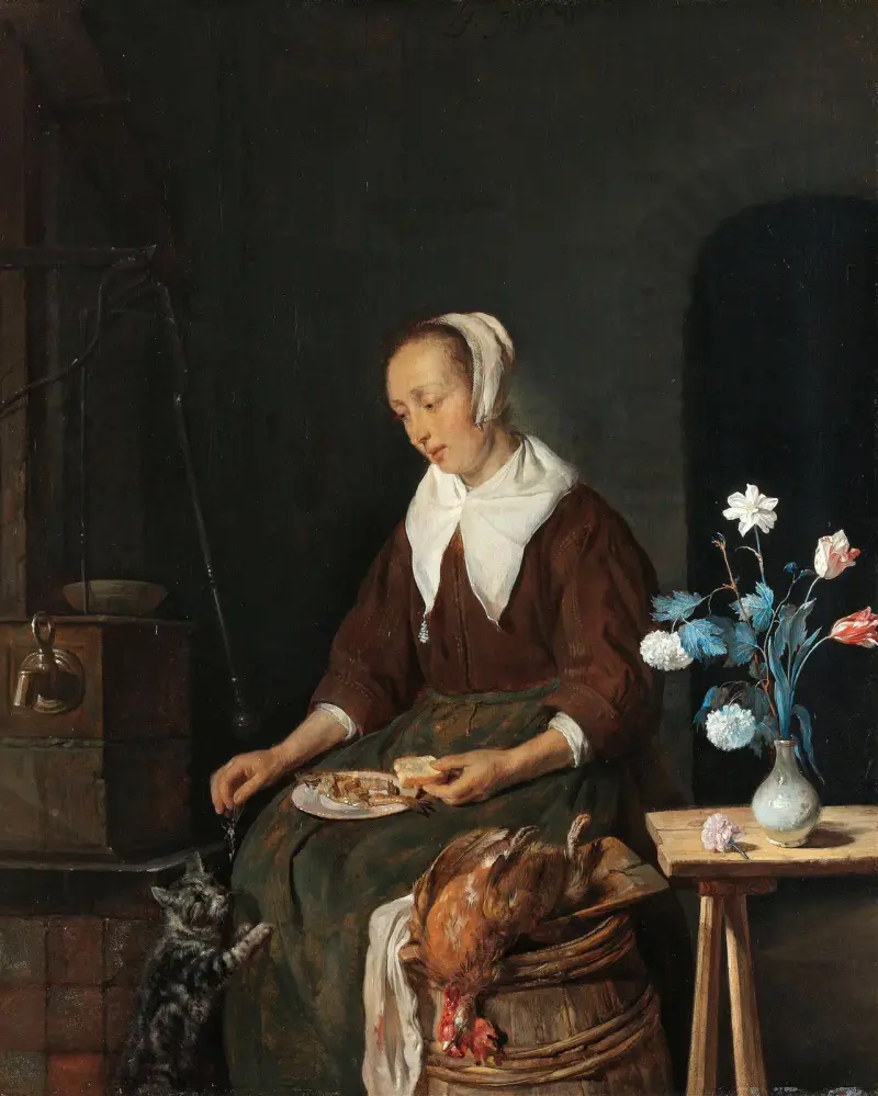 Kočičí snídaně, Gabriel Metsu