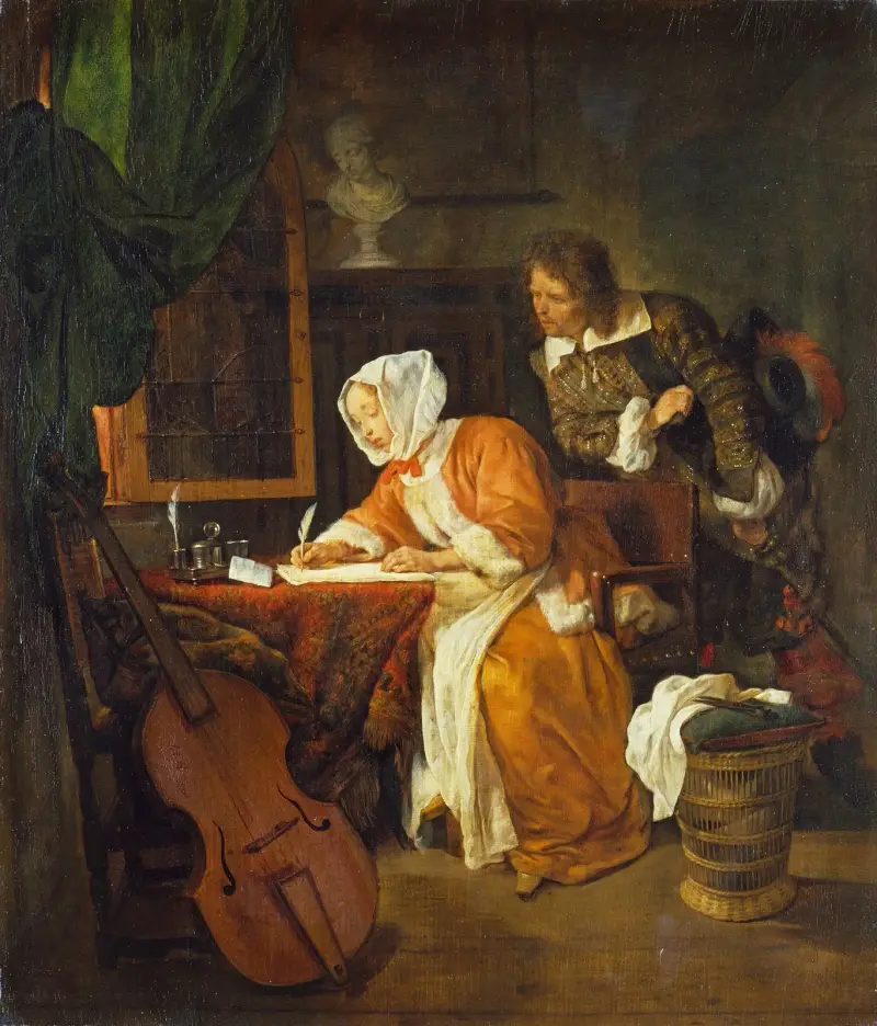 Der überraschte Briefschreiber von Gabriel Metsu