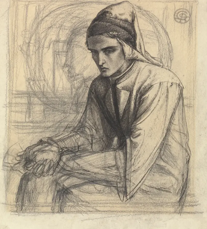 Dante w zadumie z granatem, Dante Gabriel Rossetti