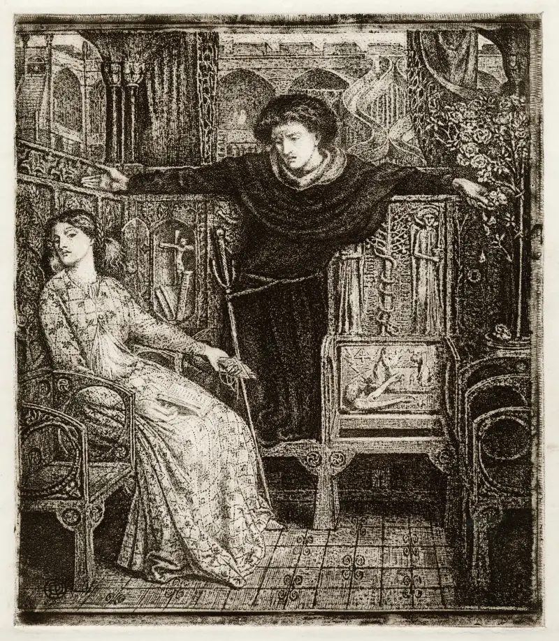 Hamlet, III, 1, Ophelia returning the gift to Hamlet av Dante Gabriel Rossetti