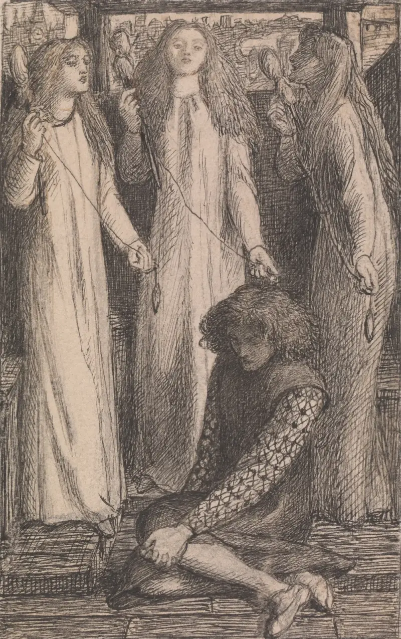 Illustration to the Maids of Elfen-Mere av Dante Gabriel Rossetti