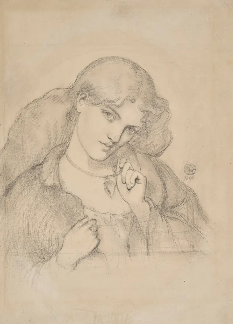Studie zu „Joli Coeur“ von Dante Gabriel Rossetti