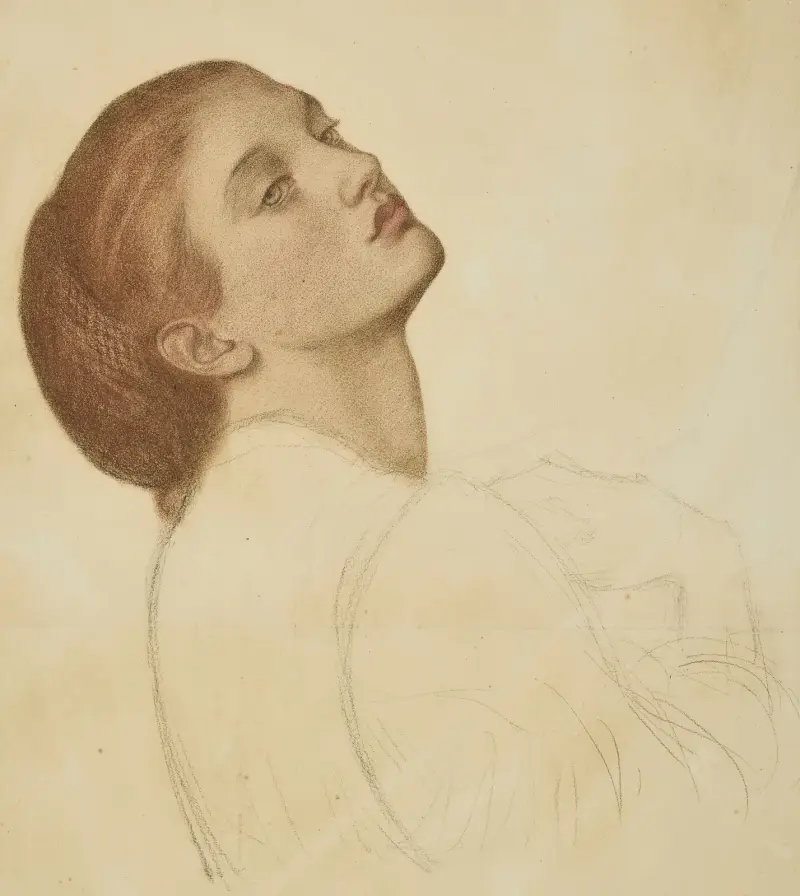 Studie für ‚Marigolds – The Bower Maiden, Fleur-de-Marie‘ von Dante Gabriel Rossetti